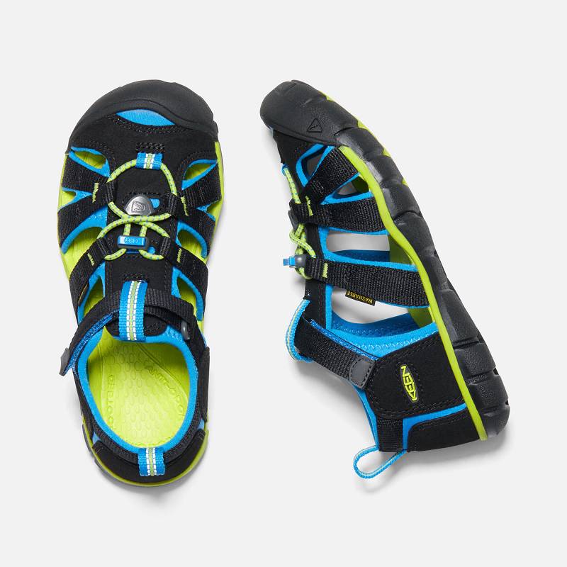 Keen Seacamp II CNX Wassersandalen Kinder DE-73815 Black/Brilliant Blue - Keen Kinderschuhe Schwarz